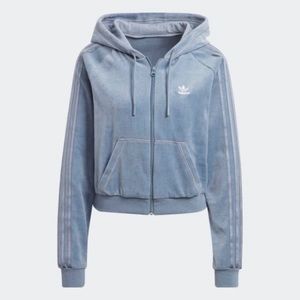 ADIDAS ORIGINALS RELAXED RISQUÉ VELOUR ZIP HOODIE BLUE | SIZE M